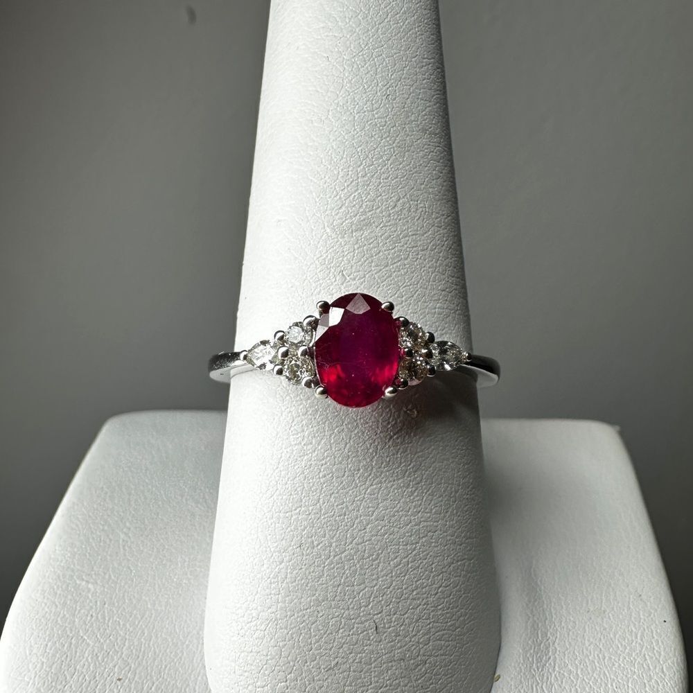 NWT 1.18cts Genuine Madagascar‎ Ruby with .20ctw accent diamonds in 14k WG ring!